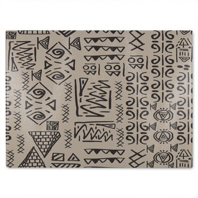 Benjamin Tate Design Striped Egyptian Theme With Ethnic And Tribal Motifs Glass Chopping Board - image 1