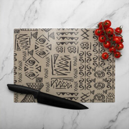 Benjamin Tate Design Striped Egyptian Theme With Ethnic And Tribal Motifs Glass Chopping Board - thumbnail 3