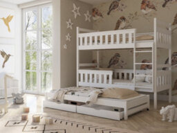 Arte Kors Contemporary Pine Bunk Bed With Trundle Bed 2 Storage Drawers In White (L)1980mm (H)1640mm (W)980mm - thumbnail 2