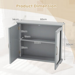 Costway Wall Mounted Bathroom Mirror Cabinet Wooden Storage Cupboard W/ Double Doors - thumbnail 3