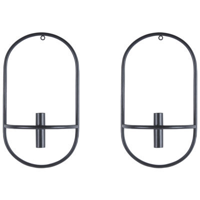 Beliani Set Of 2 Wall Candle Holders Caviana Metal 38 Cm Black - image 1