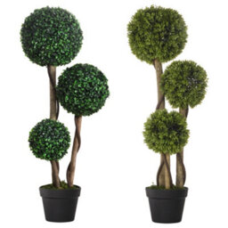 Homcom Artificial Plant Set Of 2, Boxwood Ball Topiary Trees Indoor Outdoor - thumbnail 2