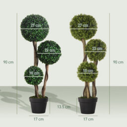 Homcom Artificial Plant Set Of 2, Boxwood Ball Topiary Trees Indoor Outdoor - thumbnail 3
