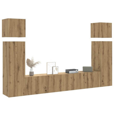 Berkfield 8 Piece Tv Cabinet Set Wall-Mounted Artisan Oak Engineered Wood - image 1