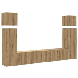 Berkfield 8 Piece Tv Cabinet Set Wall-Mounted Artisan Oak Engineered Wood - thumbnail 2
