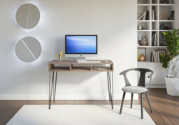 Impact Furniture Desk Slim Compact Storage Industrial Metal Hairpin Pin Legs Loft Oak Effect Mr - thumbnail 2