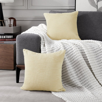 "Deconovo Set Of 2 Super Soft Corduroy Cushion Covers Dark Beige 20""x20""" - image 1