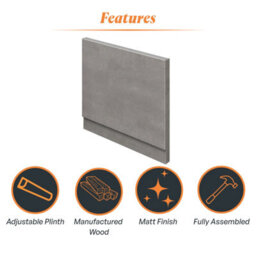 Plum&clay Nebula Concrete Effect End Bath Panel Adjustable Height (W)800mm - thumbnail 6