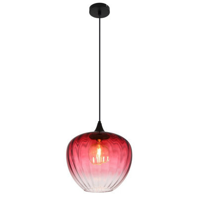 Luminosa Lighting Luminosa Sander Dome Pendant Ceiling Light Matt Black Red Glass Shade 1X E27 - image 1