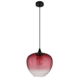 Luminosa Lighting Luminosa Sander Dome Pendant Ceiling Light Matt Black Red Glass Shade 1X E27 - thumbnail 2