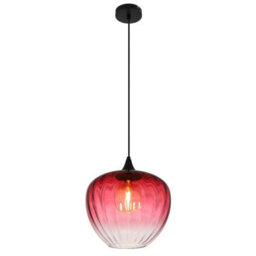 Luminosa Lighting Luminosa Sander Dome Pendant Ceiling Light Matt Black Red Glass Shade 1X E27