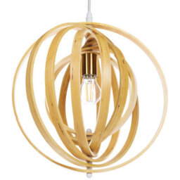 Wyld and Coco Poplar Wood Pendant Lamp - Adjustable Shade, Warm Natural Light, 40Cm X 142Cm Drop - thumbnail 6