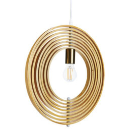 Wyld and Coco Poplar Wood Pendant Lamp - Adjustable Shade, Warm Natural Light, 40Cm X 142Cm Drop - thumbnail 5