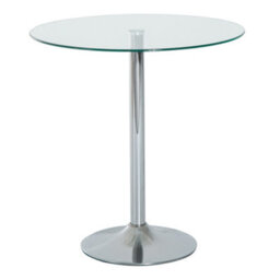 Homcom Round Bar Table Bistro Pub Counter W/ Tempered Glass Top For Kitchen - thumbnail 2