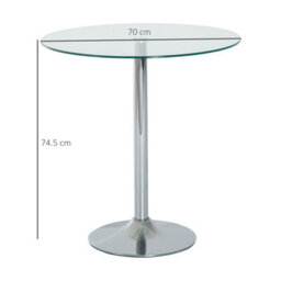 Homcom Round Bar Table Bistro Pub Counter W/ Tempered Glass Top For Kitchen - thumbnail 3