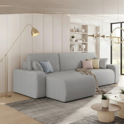 Piano L Modern Corduroy Corner Sofa Poso Soft Large Sofa Bed 130200 Dl Assist Living Room Furniture Light Grey - thumbnail 2