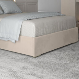 Eskdale Upholstered Soft Velvet Beige Metal Designer Bed Frame - thumbnail 3