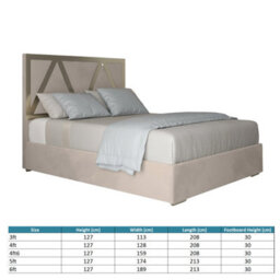 Eskdale Upholstered Soft Velvet Beige Metal Designer Bed Frame - thumbnail 4