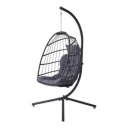 Breeins Elegant And Fashion Black Swing Hanging Egg Chair With Cushion And Pillow, 192 Cm (H) - thumbnail 4