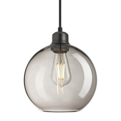 Industville Orlando Glass Globe Pendant - 9 Inch, Mocha Glass Shade, Pewter Pendant Holder - image 1