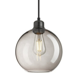 Industville Orlando Glass Globe Pendant - 9 Inch, Mocha Glass Shade, Pewter Pendant Holder