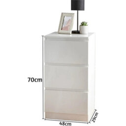 3 Drawer High Gloss Chest Of Drawers Modern Bedroom Storage Cabinet Unit - thumbnail 2