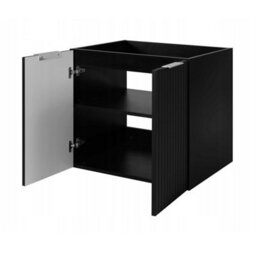 Heze Furniture Flow 2 Door Bathroom Vanity Cabinet With 2 Shelves And Basin 60Cm - Black - thumbnail 3