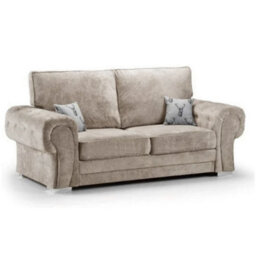 Furnishings For Less UK Milan Fabric 3 Seater Sofa Mink Fabric Full Back Chesterfield Style - thumbnail 1