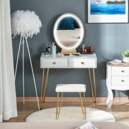 Homcom Dressing Table Set With Led Mirror & Stool 2 Drawers Makeup Desk - thumbnail 1