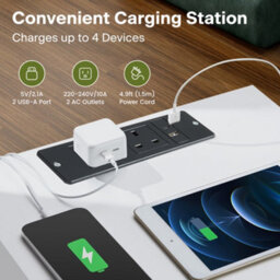 Home Treats Bedside Table 3 Drawer Nightstand 2 Tables With 2 Uk Plugs Usb A And Usb C Chest Of Drawers 2M Cable - thumbnail 9