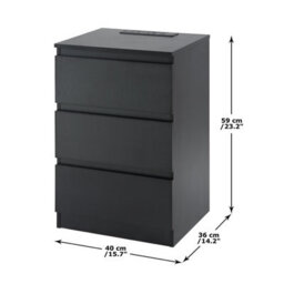 Home Treats Bedside Table 3 Drawer Nightstand 2 Tables With 2 Uk Plugs Usb A And Usb C Chest Of Drawers 2M Cable - thumbnail 7