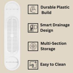 Plastic Bath Rack White Over Bath Tub Caddy Tray Bathroom Storage Shelf Organiser For Soap, Shampoo, Sponge, Razor & Bathroom Acce - thumbnail 3