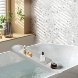 Plastic Bath Rack White Over Bath Tub Caddy Tray Bathroom Storage Shelf Organiser For Soap, Shampoo, Sponge, Razor & Bathroom Acce - thumbnail 2