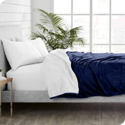 Ameha Sherpa Fleece Blanket Bed Throws For Sofas Large Soft Thick Fluffy Reversible Winter Warm Navy Single Size 130X150Cm - thumbnail 6