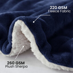 Ameha Sherpa Fleece Blanket Bed Throws For Sofas Large Soft Thick Fluffy Reversible Winter Warm Navy Single Size 130X150Cm - thumbnail 1