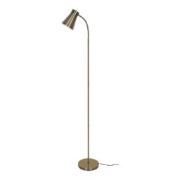 GoodHome Hetange Satin Antique Brass Effect Floor Lamp - thumbnail 3