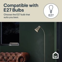 GoodHome Hetange Satin Antique Brass Effect Floor Lamp - thumbnail 7