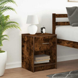 Berkfield Bedside Cabinet With Drawer Smoked Oak 40X34X50 Cm - thumbnail 3