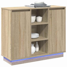 Berkfield Sideboard With Led Sonoma Oak 90X32X75 Cm Engineered Wood - thumbnail 3