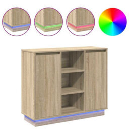 Berkfield Sideboard With Led Sonoma Oak 90X32X75 Cm Engineered Wood - thumbnail 4