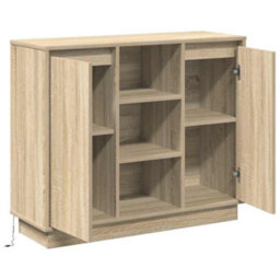 Berkfield Sideboard With Led Sonoma Oak 90X32X75 Cm Engineered Wood - thumbnail 6