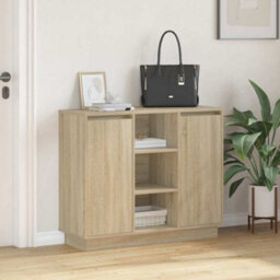 Berkfield Sideboard With Led Sonoma Oak 90X32X75 Cm Engineered Wood - thumbnail 5