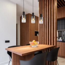 Luminosa Lighting Luminosa Florentina Bar Pendant Ceiling Light Matt Black Smoke Glass Shade 3X E27 - thumbnail 5