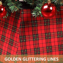 Square Christmas Tree Skirt In Red & Black Plaid, Durable Holiday Cover With Folding Design - thumbnail 5