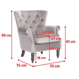 Velvet Blue Accent Wingback Chair - thumbnail 8