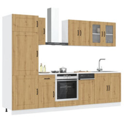 Berkfield 8 Piece Kitchen Cabinet Set Kalmar Artisan Oak Engineered Wood - thumbnail 1