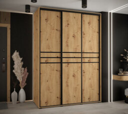Arte Elegant Oak Artisan Sliding Wardrobe W170Cm H205Cm D60Cm - Versatile Storage With Natural Charm - thumbnail 2