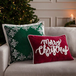 Paoletti Winter Merry Christmas Applique Velvet Polyester Filled Cushion - thumbnail 3