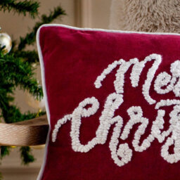 Paoletti Winter Merry Christmas Applique Velvet Polyester Filled Cushion - thumbnail 2