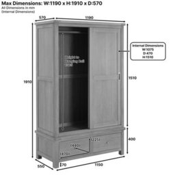 The Furniture Market Marbury Oak Double Wardrobe With 2 Sliding Doors & 2 Drawers - thumbnail 7